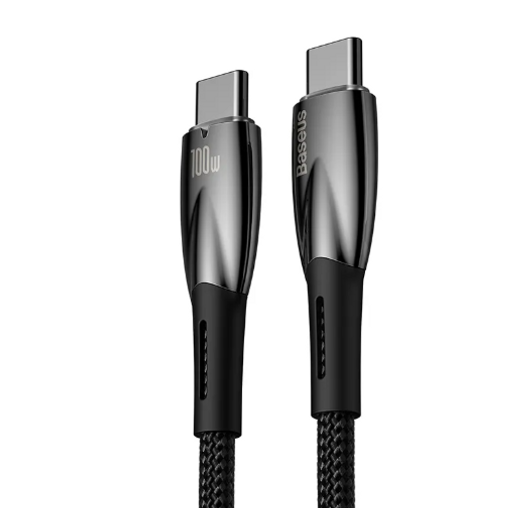 Baseus black and silver Type-C to Type-C charging cable with braided connector