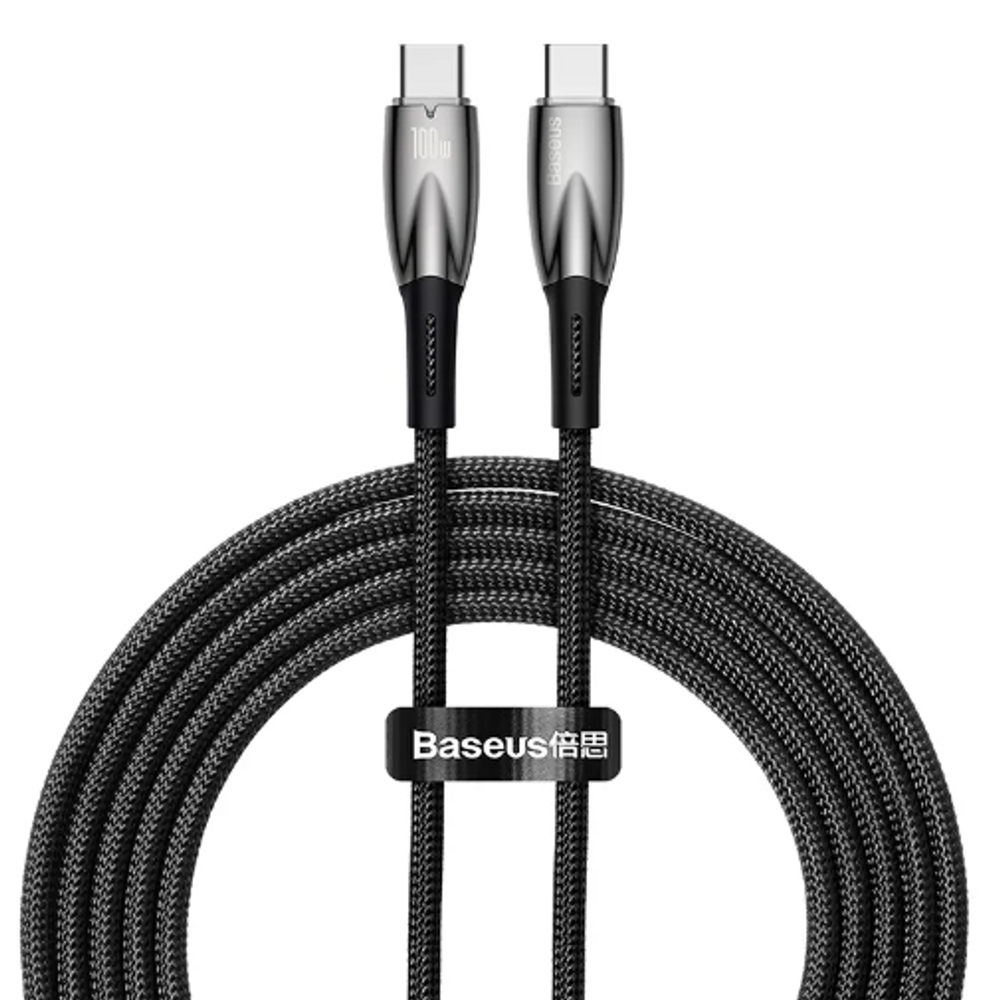 BAS18025 - Baseus Glimmer Series Fast Charging Data Cable Type-C to Type-C 100W 1m Black