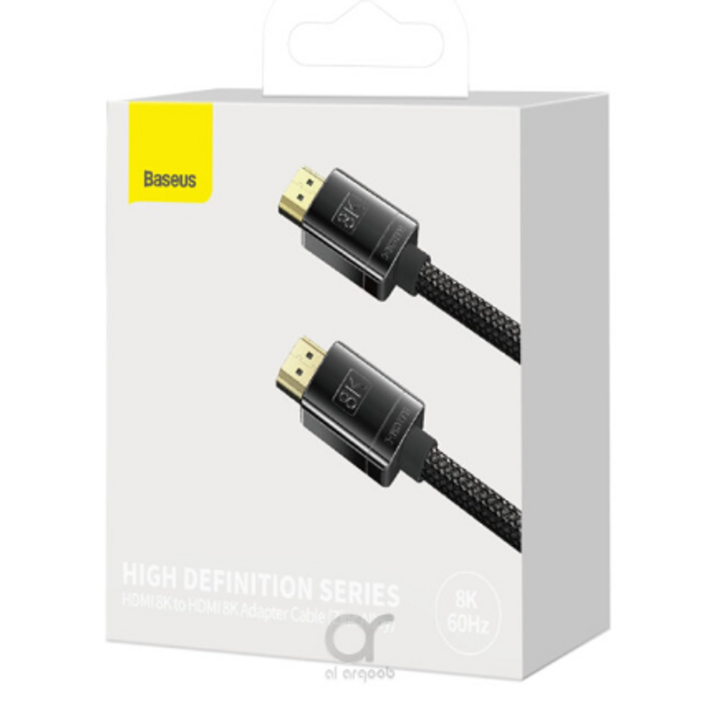 Baseus HDMI adapter cable retail package with black braided cord and gold connectors