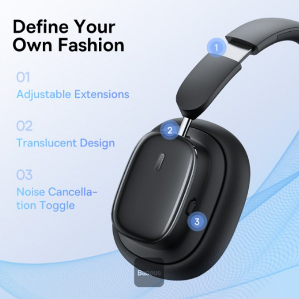 Black over-ear headphones with adjustable extensions and oval ear cup design