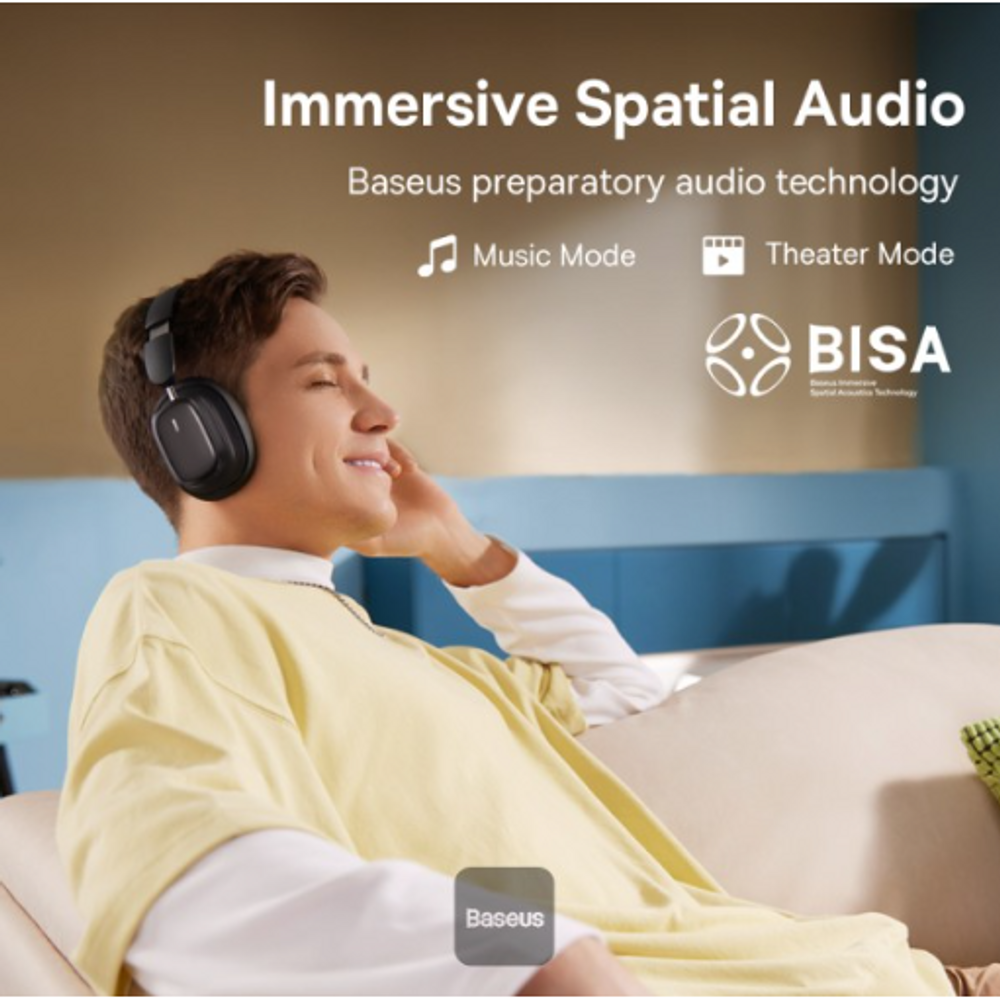 BAS31710 - Baseus Bowie H1i Noise-Cancellation Wireless Headphones Cluster Black