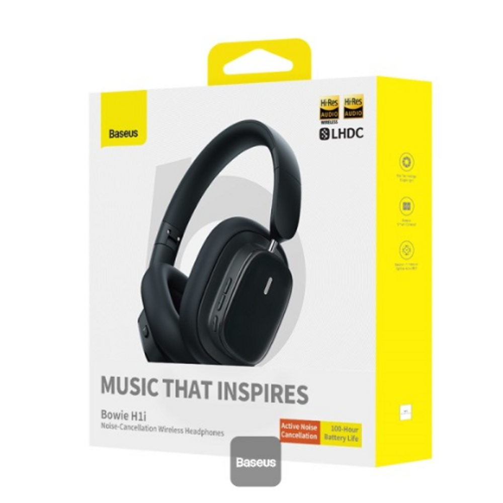 Retail box for black over-ear wireless noise-cancelling headphones
