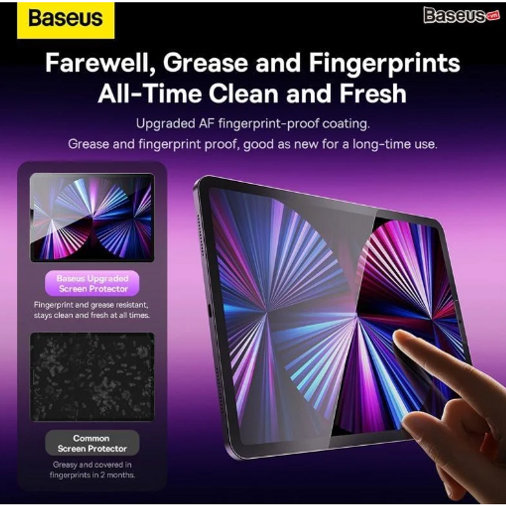 BAS34827 - Baseus Crystal Series HD Tempered Glass Screen Protector for iPad Pro 12.9-inch (2019/2020/2021/2022), Clear (Pack of 1, with dust-proof installation tool and cleaning kit)