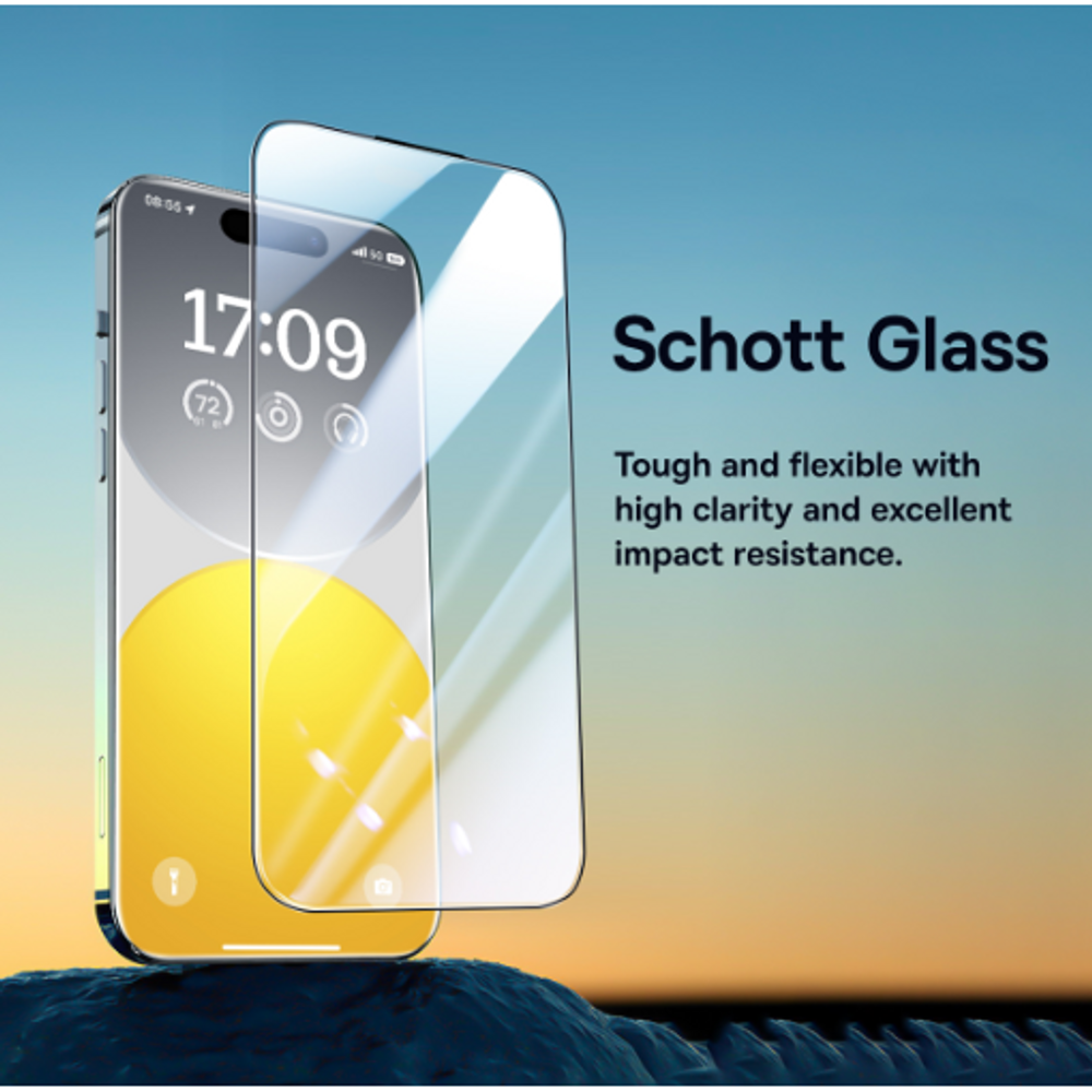 BAS41917 - Baseus Schott Series Phone Case for iPhone 15 Pro, Clear (With tempered-glass screen protector and cleaning kit)