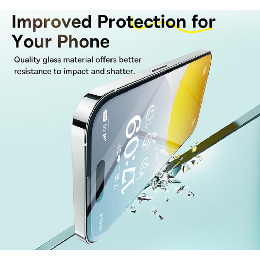 Tempered glass privacy screen protector with edge support, angled close-up