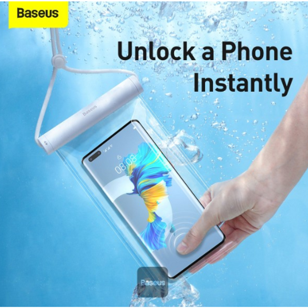 BAS46288 - OS-Baseus AquaGlide Waterproof Phone Pouch with Cylindrical Slide Lock Moon White