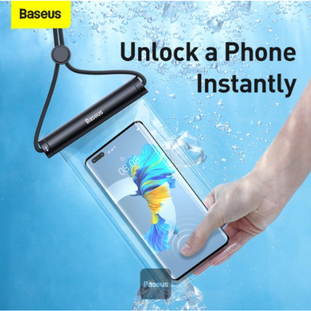 BAS46318 - OS-Baseus AquaGlide Waterproof Phone Pouch with Cylindrical Slide Lock Sea Blue