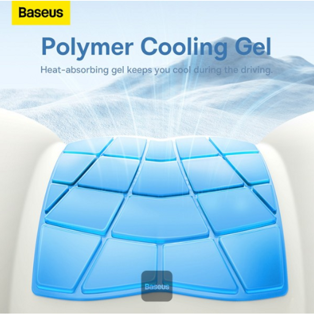 Black lumbar pillow with visible blue cooling gel panel