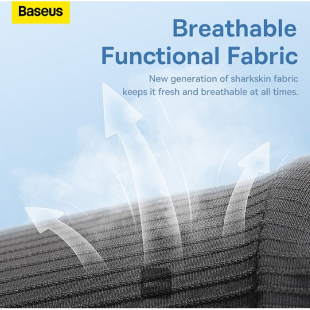 Black breathable fabric lumbar pillow with textured weave surface