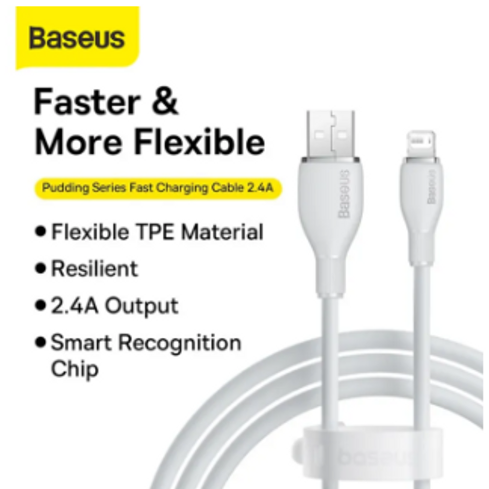 BAS50216 - Baseus Pudding Series Fast Charging Cable USB-C to Lightning 2.4A 1.2m Stellar White