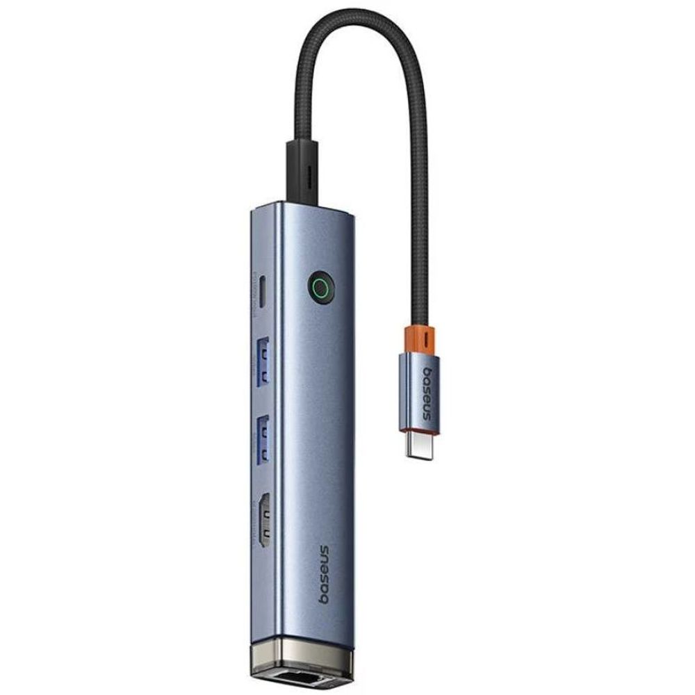 Baseus UltraJoy Series 5-Port HUB AIR Space Grey (Type-C to HDMI4K@60Hz*1 USB3.0*2 PD*1 RJ45*1) Default Title
