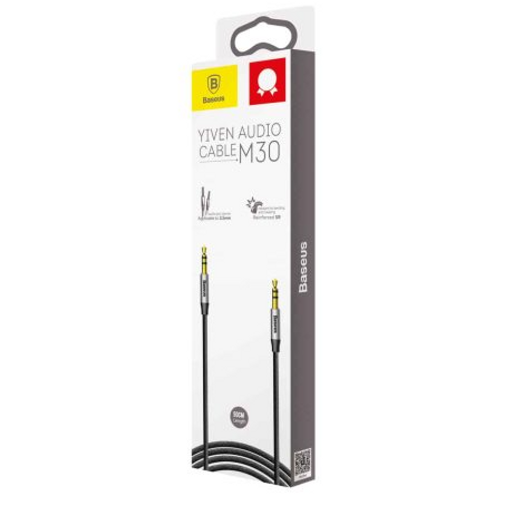 BAS57207 - Baseus Yiven Audio Cable（Male to Male）M30 1.5m Silver+Black