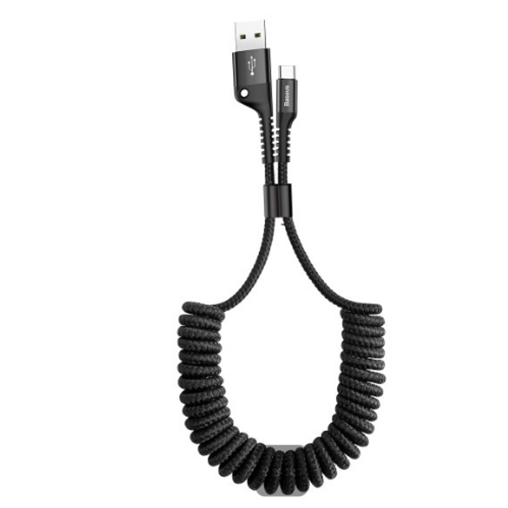 BAS84739 - Baseus Coiled Spring Data Cable USB For Type-C 2A 1m Black