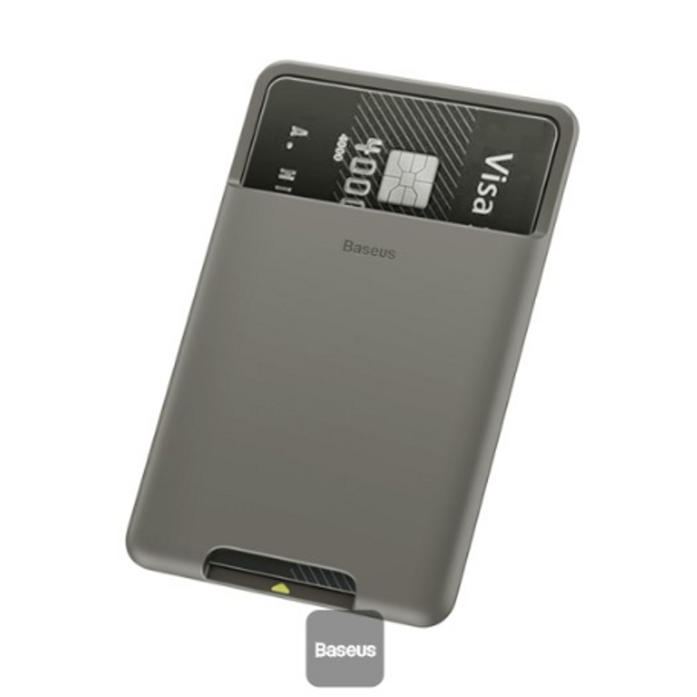BAS96282 - Baseus Stick on Silicone Card Holder for Mobile Phone French Grey