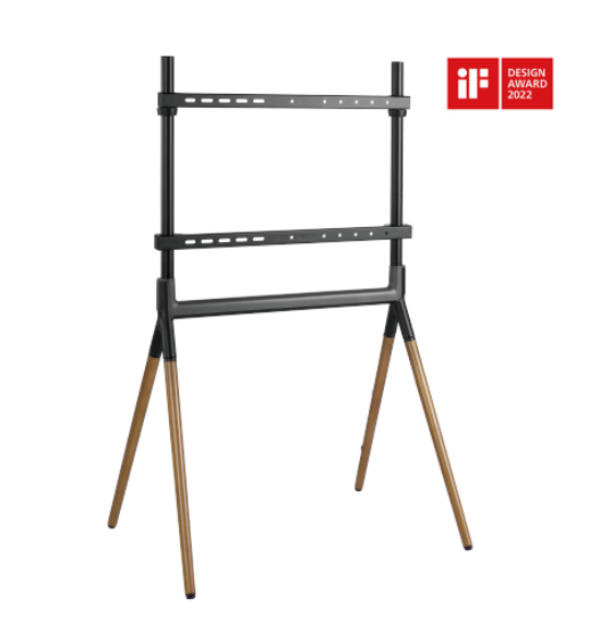 Bracom Easel Studio TV Floor Stands (Metal & Wood) up to 40kg Matte Black & Walnut
