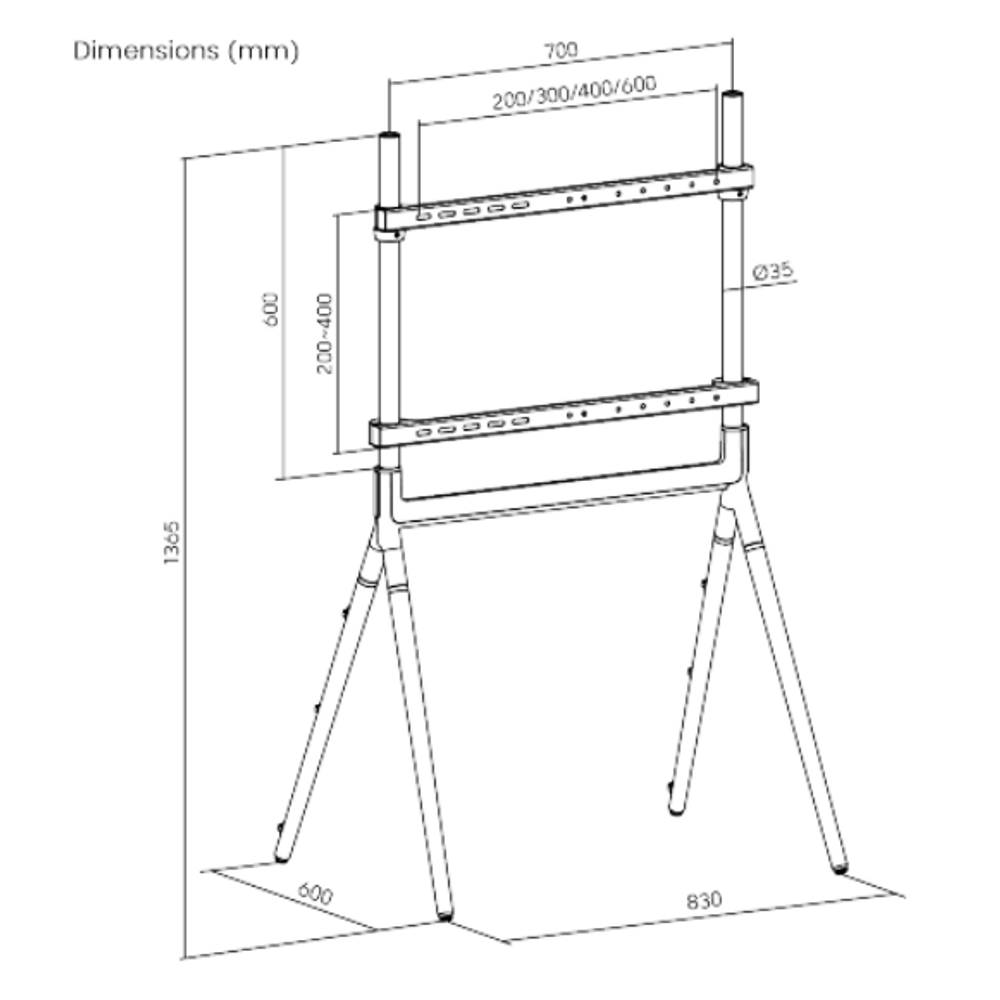 Bracom Easel Studio TV Floor Stands (Metal & Wood) up to 40kg Matte Black & Walnut