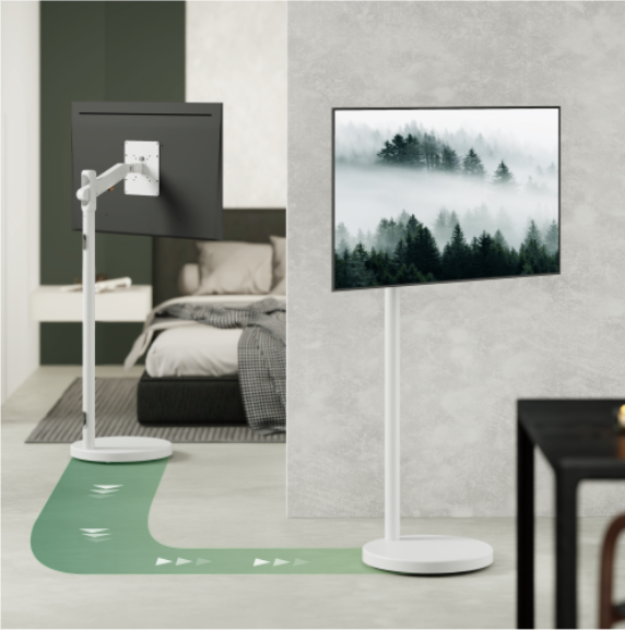 Bracom Fully-Adjustable, Mobile TV Display Mech Spring Floor Stand (Max. VESA: 200x200) White Default Title