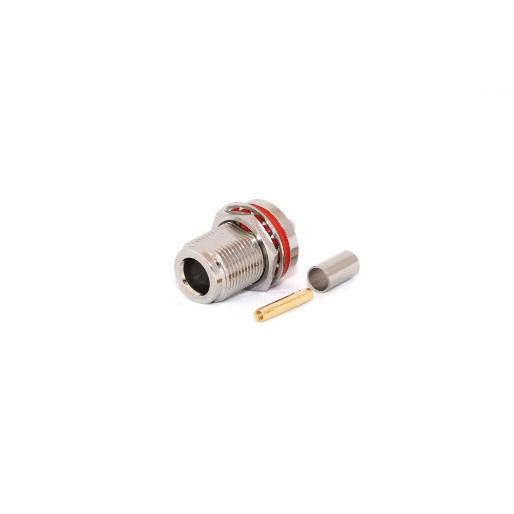 C-N6-Bulk195 - N-Type Female Bulkhead CRIMP 50 Ohm Connector for LMR195/RG58