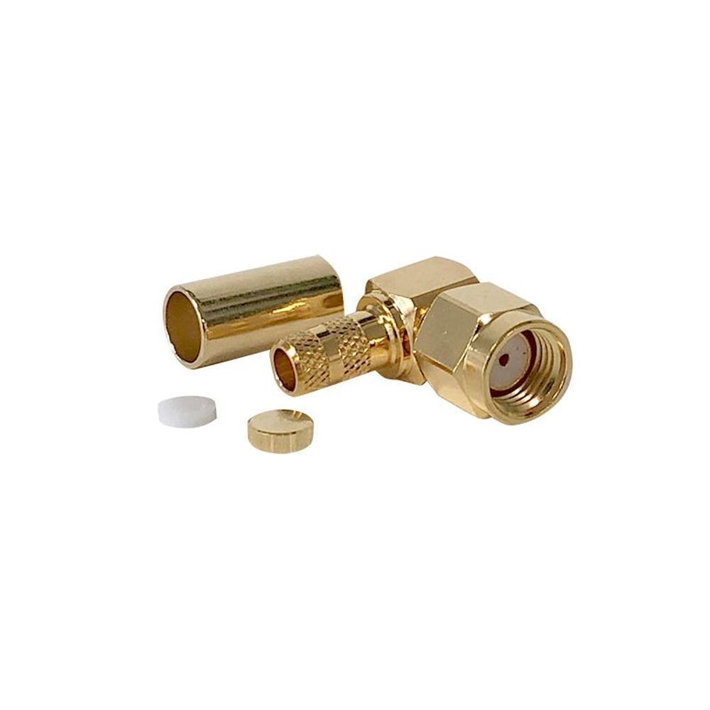 C-SMA11-195-RA - RP-SMA Male Right Angle Crimp Connector for LMR195