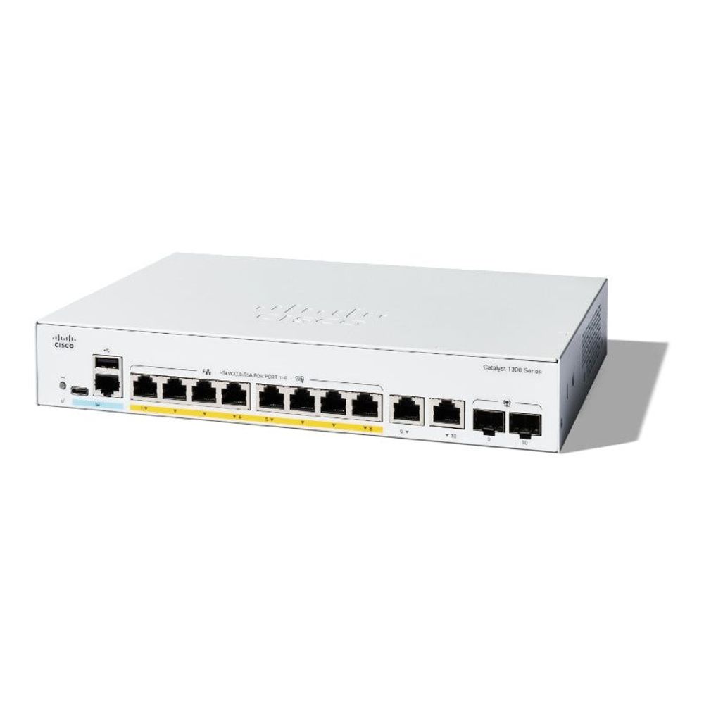 C1300-8P-E-2G - Catalyst 1300 8-port GE, PoE, Ext PS, 2x1G Combo Switch