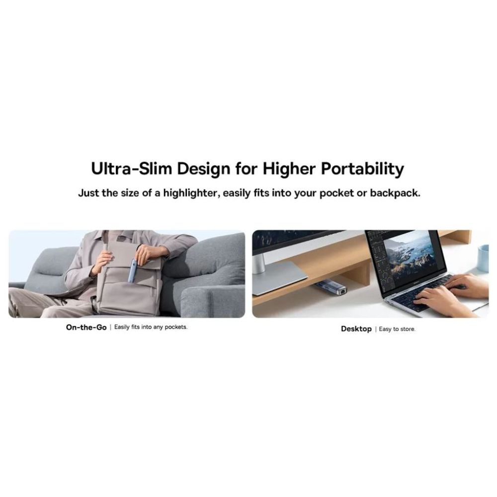 Baseus UltraJoy Series 5-Port HUB AIR Space Grey (Type-C to HDMI4K@60Hz*1 USB3.0*2 PD*1 RJ45*1)