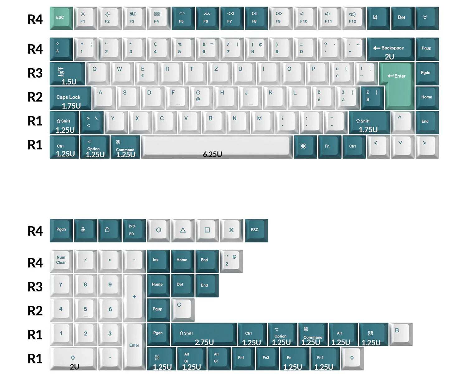 Keychron ISO Cherry Profile Dye-Sub PBT Full Set Keycap Set - White Mint Default Title