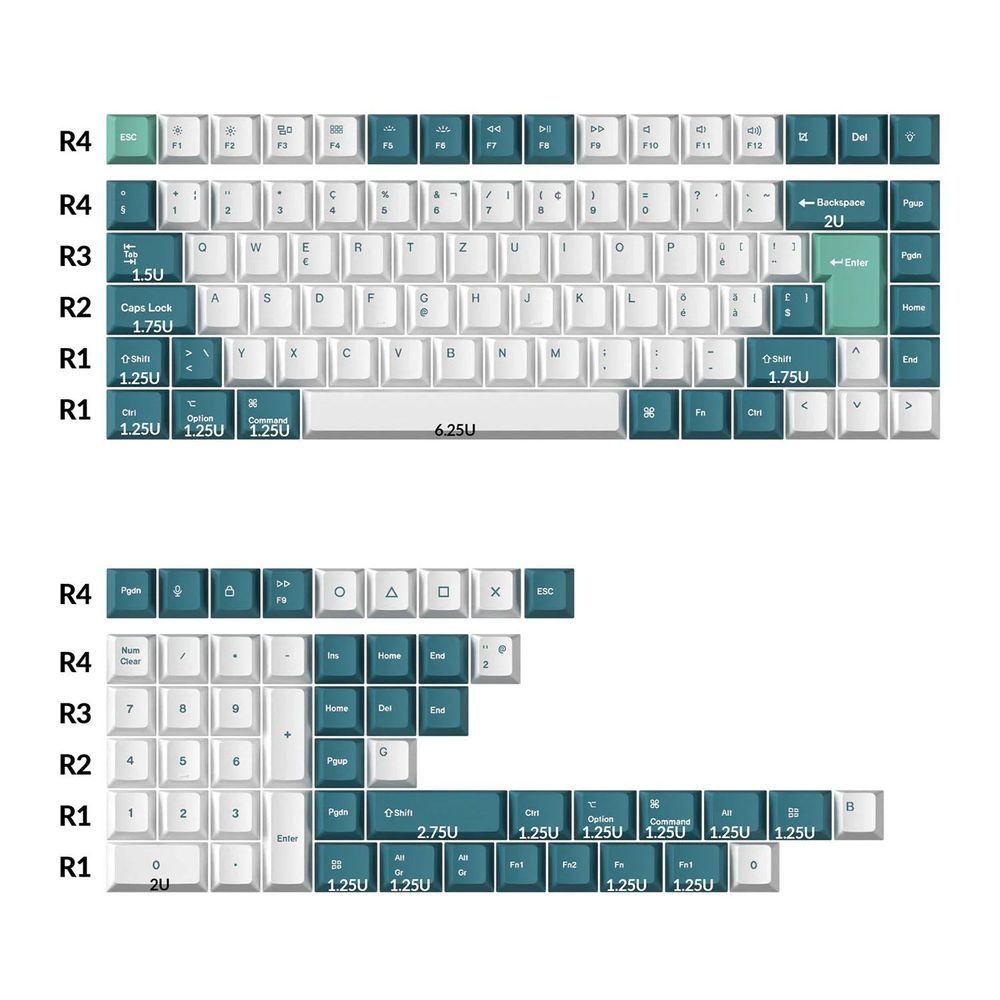 Keychron ISO Cherry Profile Dye-Sub PBT Full Set Keycap Set - White Mint Default Title