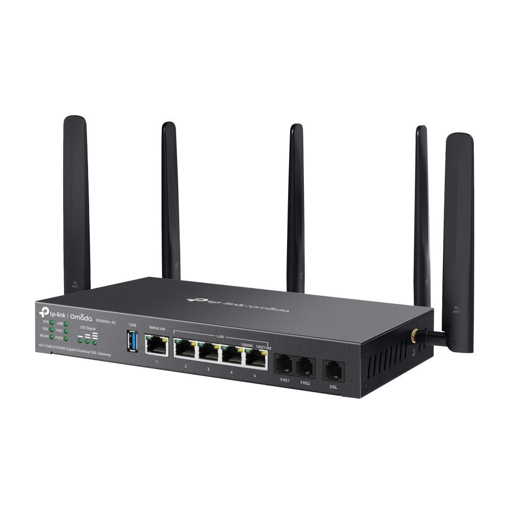 TP-Link DR3650v-4G Omada 4G+ Cat6 AX3000 Wi-Fi 6 Gigabit Desktop DSL Gateway Default Title