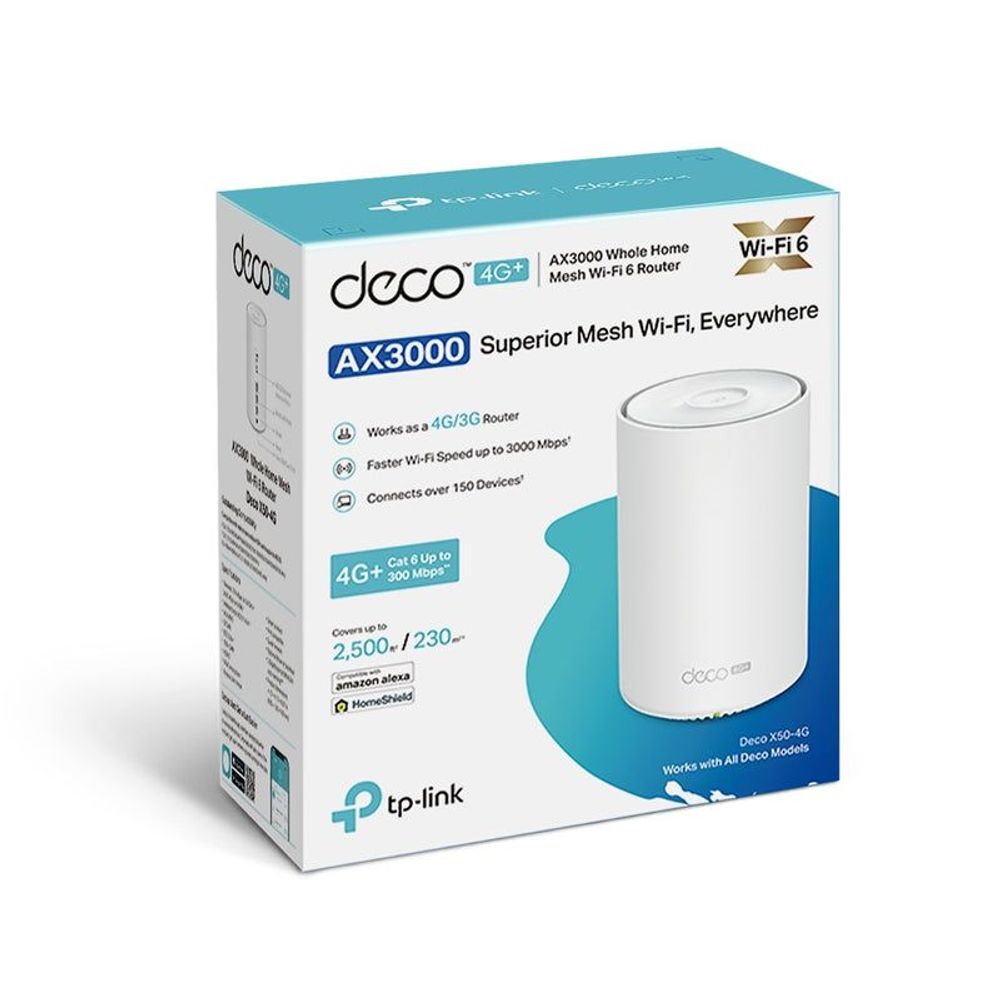 TP-Link Deco X50 4G+ AX3000 whole home mesh WiFi 6 gateway retail box