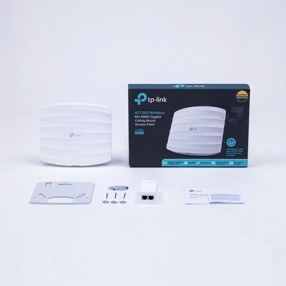 TP-Link ceiling mount access point kit with device, hardware, and cables