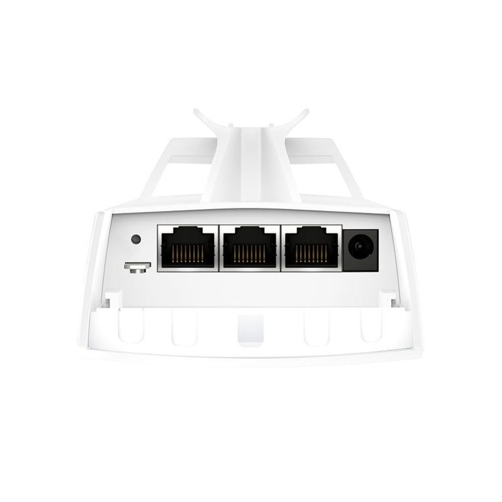 TP-Link EAP211 access panel with three RJ45 LAN ports and power coax on base