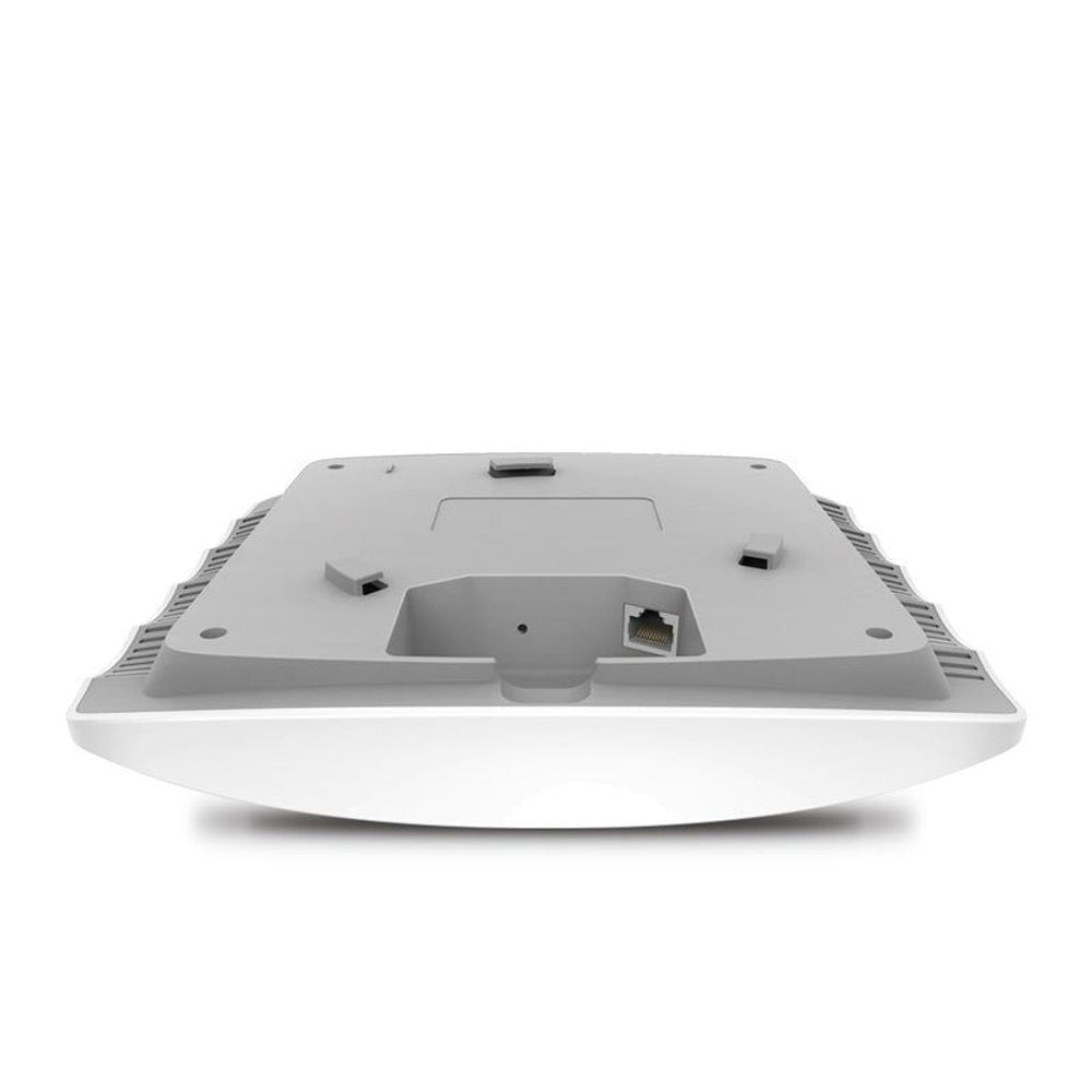 White TP-Link ceiling access point base with Ethernet port on mounting bracket
