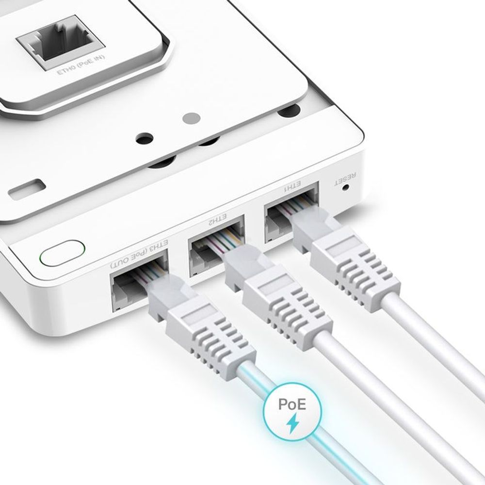TP-Link AX1800 wall plate WiFi 6 access point with PoE ports and RJ45 connectors