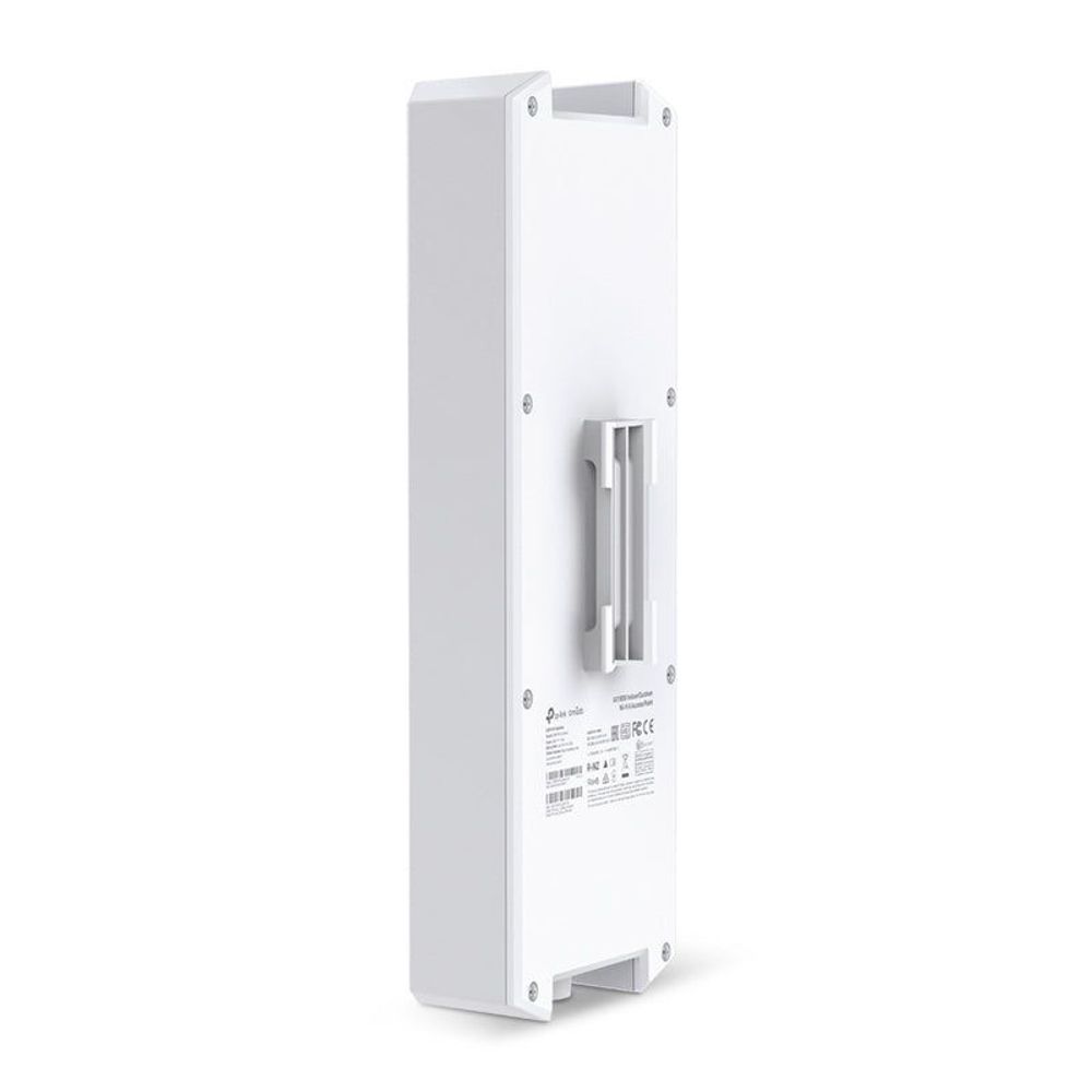 White dual-band Wi-Fi 6 access point back panel with port cutout and mounting holes