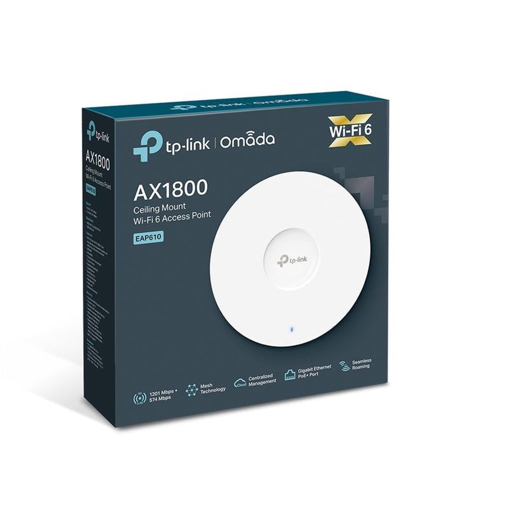 TP-Link Omada AX1800 Wi‑Fi 6 dual-band ceiling mount access point retail box