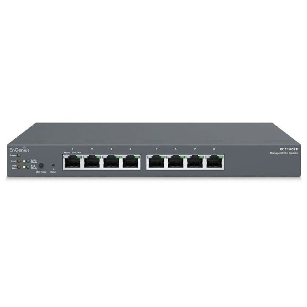 ECS1008P - EnGenius ECS1008P Cloud Managed 8-Port Gigabit PoE Switch 55W