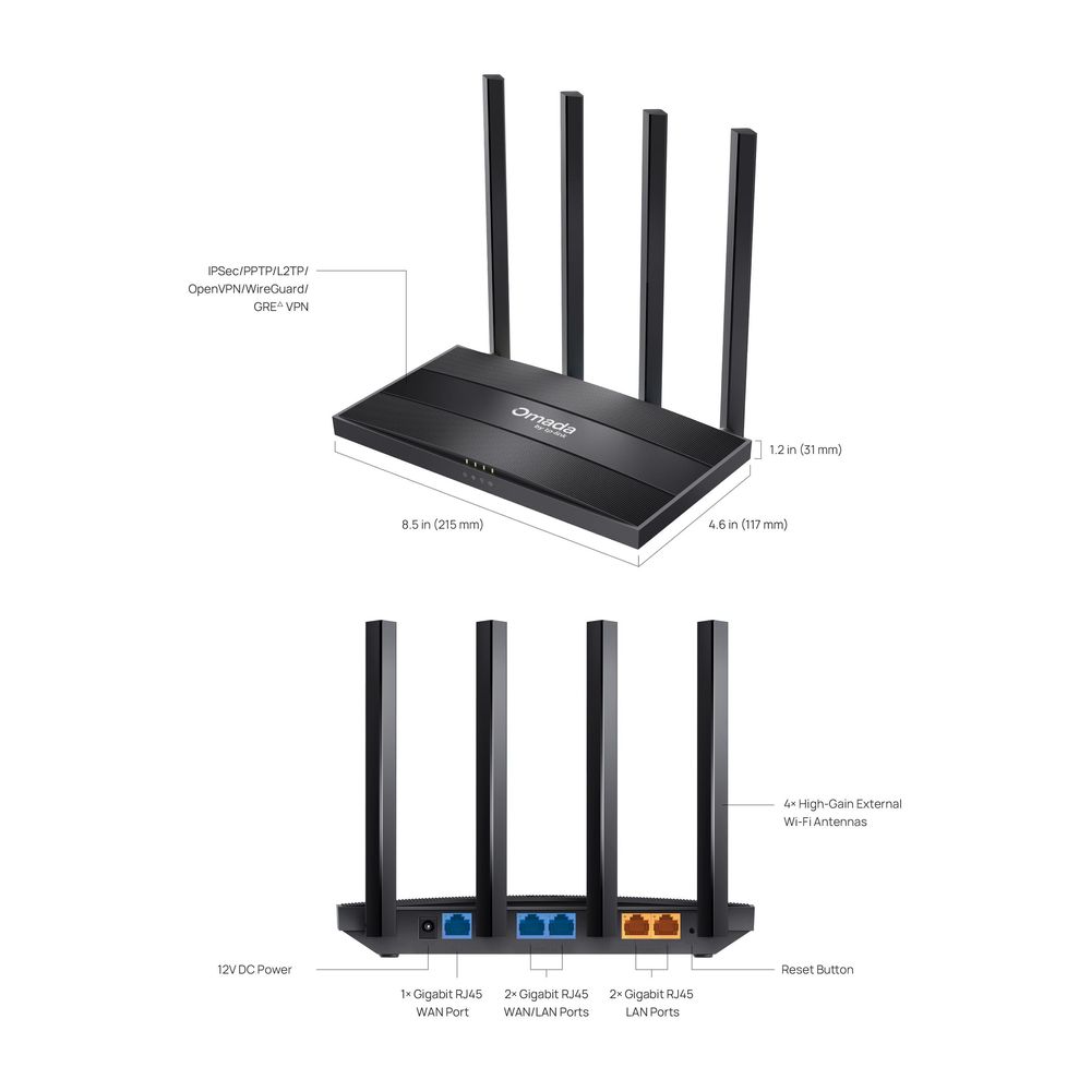 TP-Link ER605W Omada AC1200 Gigabit Wi-Fi Gateway