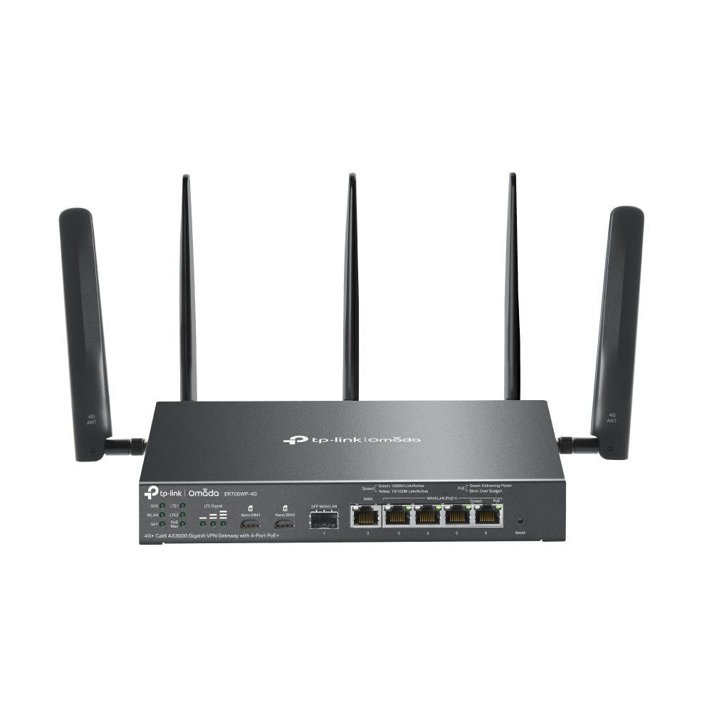 TP Link Omada 4G+ Cat6 AX3000 Gigabit VPN Gateway with 4-Port PoE+ Default Title