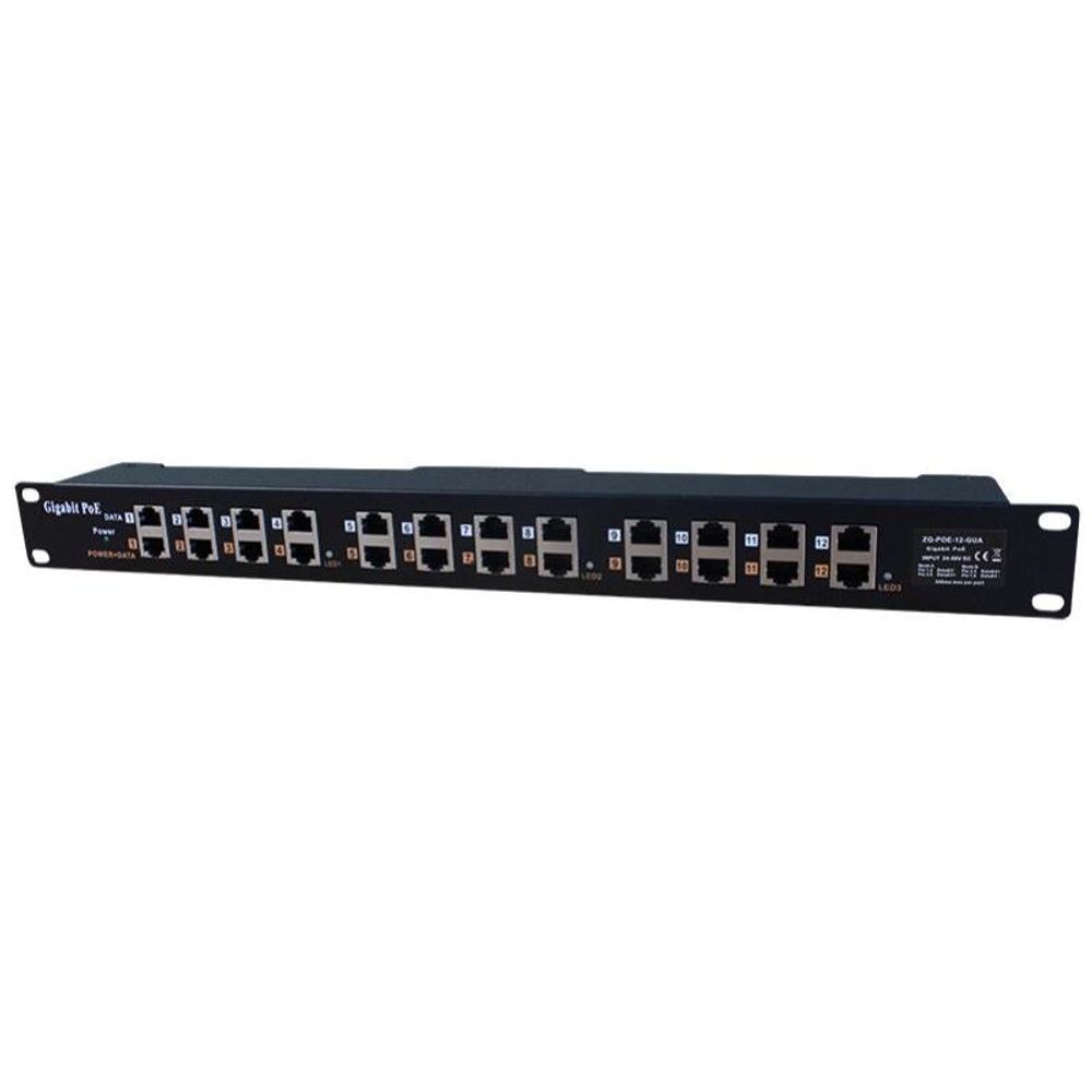 GPOE-12-1U - PoE World 12 Port Gigabit Midspan PoE Mode A+B Injector