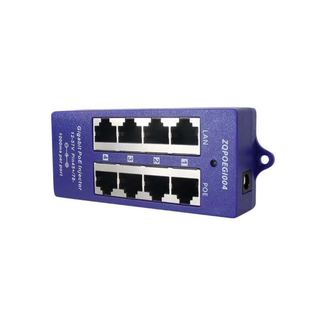 GPOE-4B-24v - PoE World 4 Port Gigabit Shielded Passive 12-57V Midspan PoE Injector
