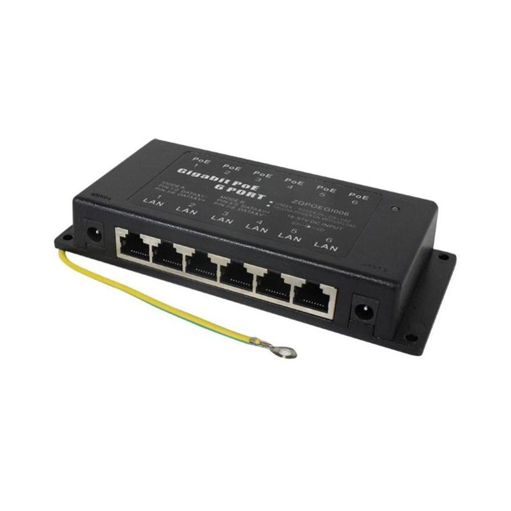 GPOE-6AB - PoE World 6 Port Gigabit Midspan Mode A+B PoE Injector