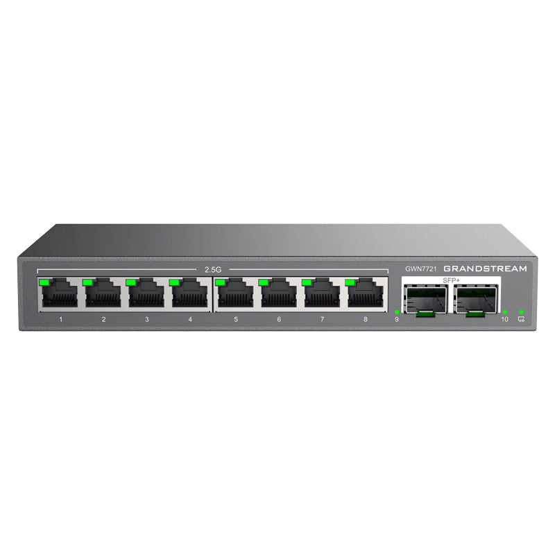 Grandstream GWN7721 Layer 2-Lite Managed Multi-Gig Switch, 8 x 2.5 GigE, 2 x 10G SFP+