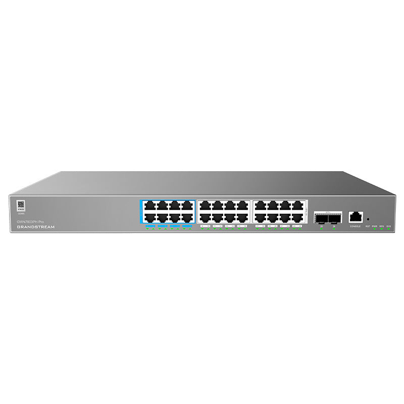 Grandstream GWN7803PH Pro Enterprise Layer 2+ Managed 24 Port 400 Watt PoE++ Switch with 2 x SFP+