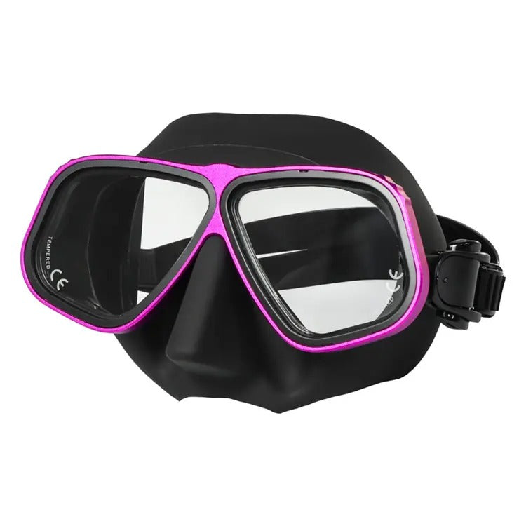 High Grade Silicone Low Profile Dive Mask Black with Pink