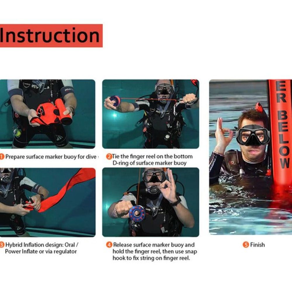 Dive Safety 120cm Surface Marker Buoy Orange
