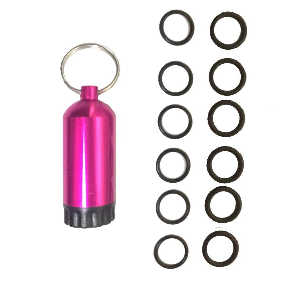 Spare O-Rings and Brass Pick Key Ring Pink