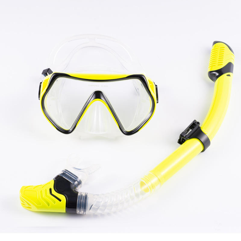 Adult Silicone Mask and Snorkel Set Yellow