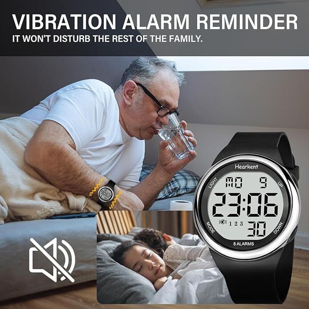 Hearkent Atomic Watch with Vibrating 8 Alarms