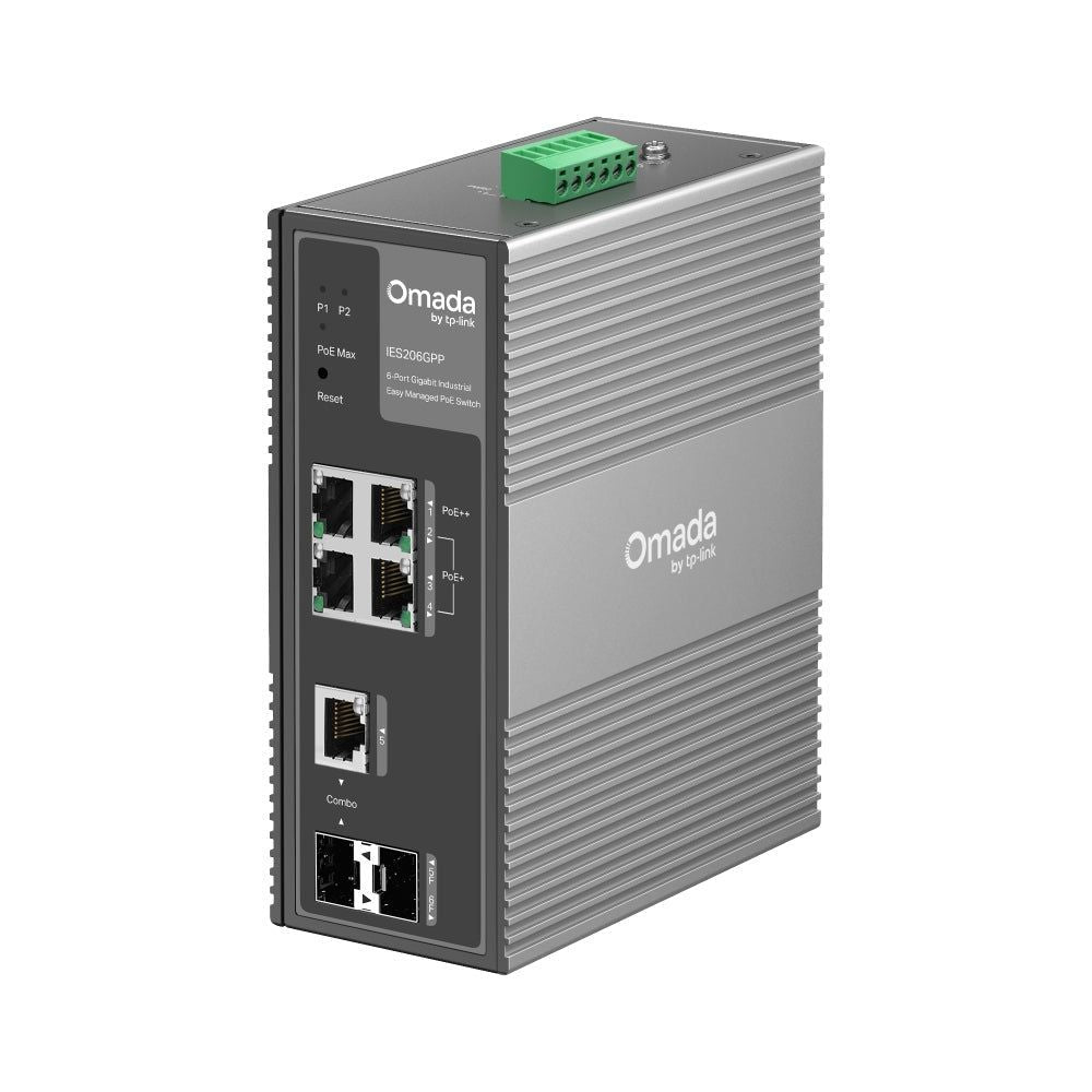 TP-Link IES206GPP Omada 6-Port Gigabit Industrial Easy Managed Switch with 3-Port PoE+ and 1-Port PoE++ Default Title