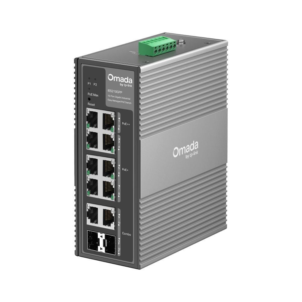 TP-Link IES210GPP, Omada 10-Port Gigabit Industrial Easy Managed Switch with 6-Port PoE+ and 2-Port PoE++ Default Title